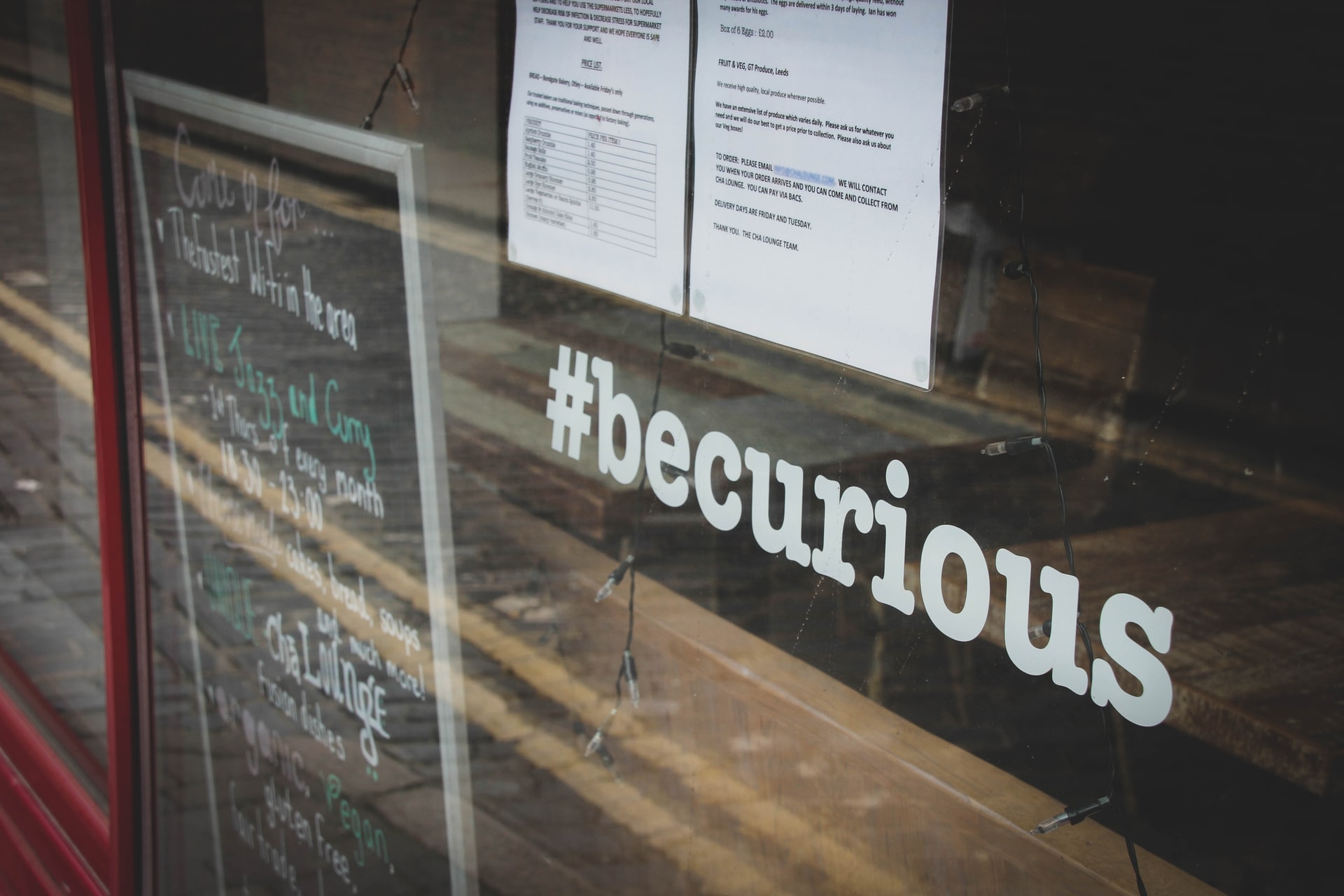 Photo of 'be curious' sign